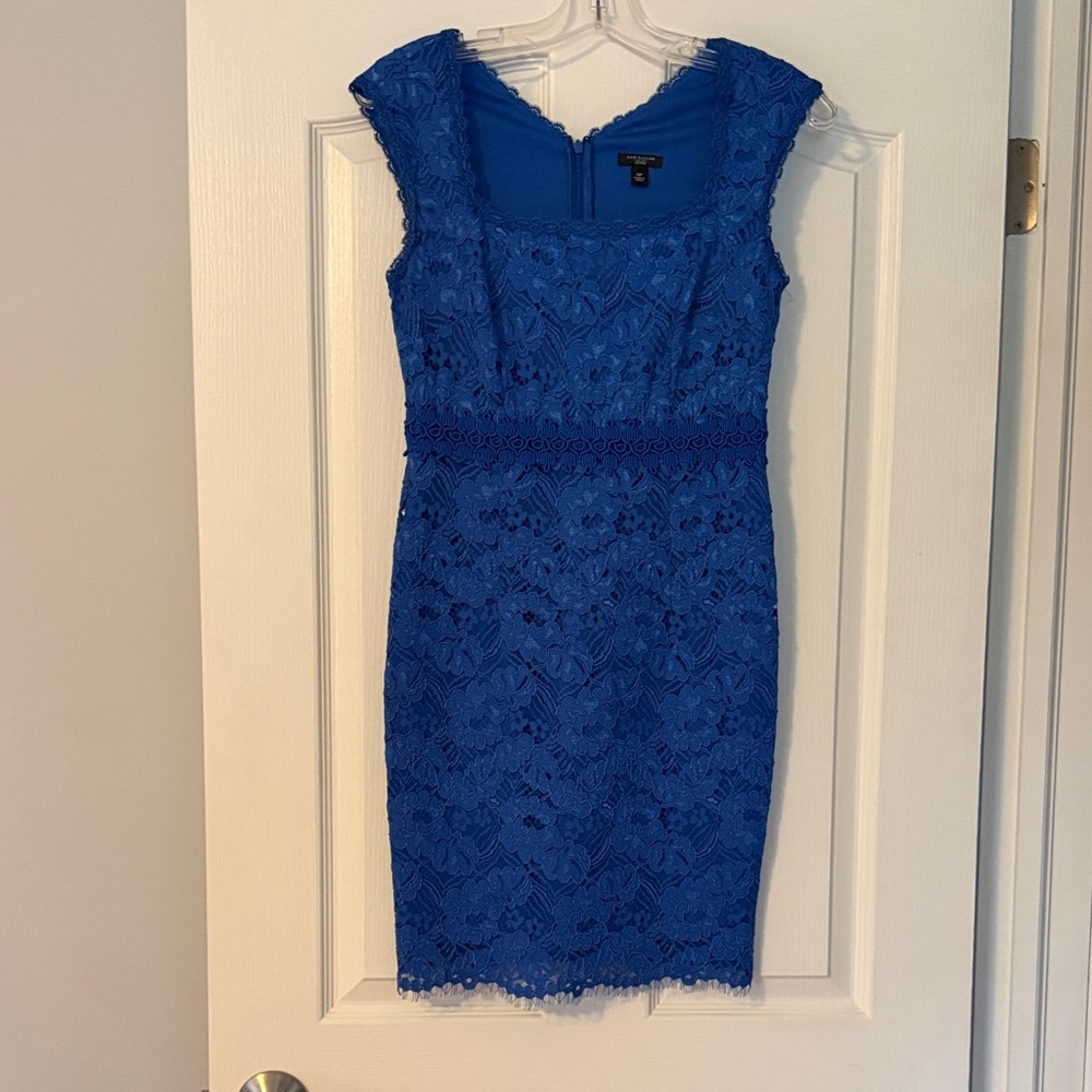 Ann Taylor Royal Blue Lace Knee Length Dress